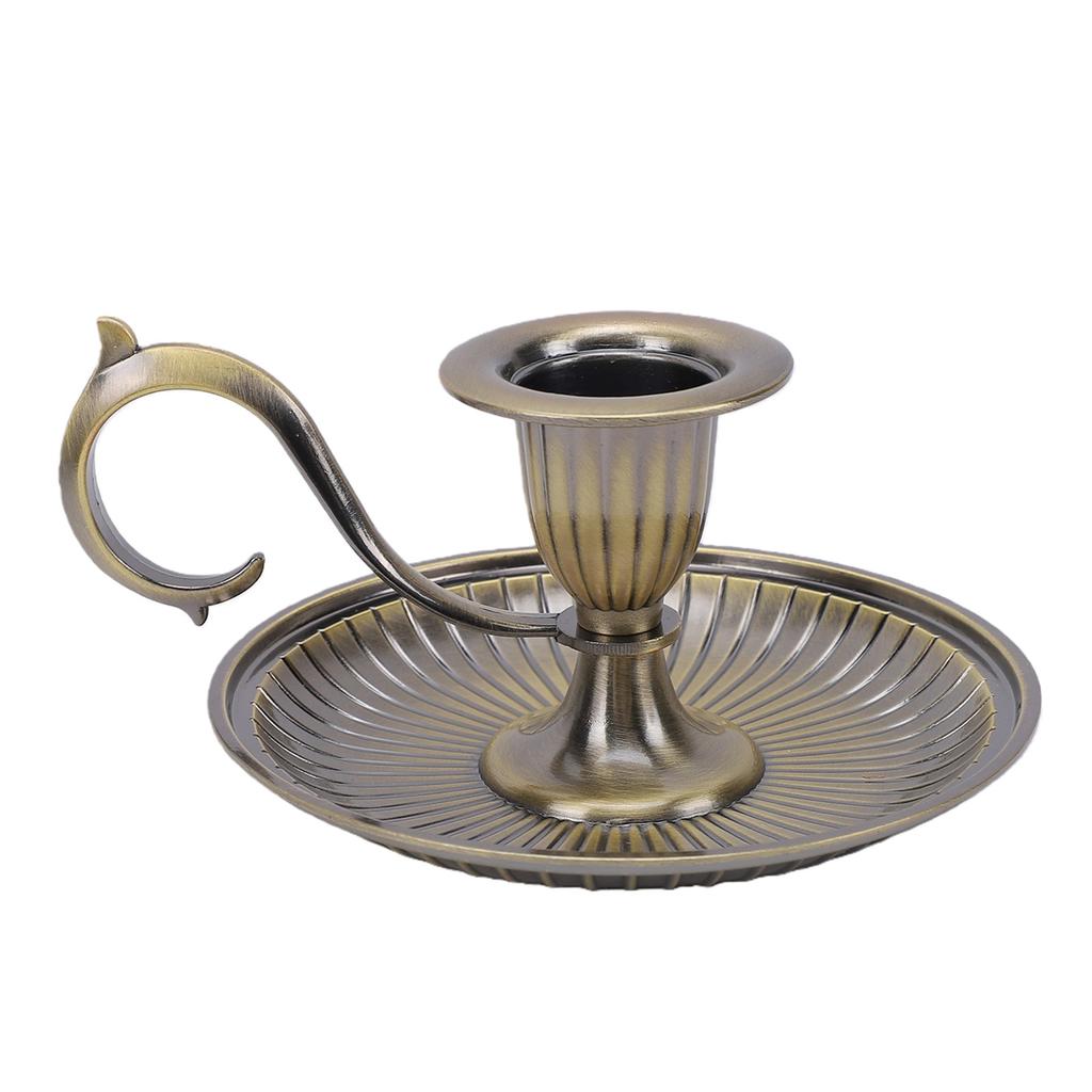 Vintage Candle Holder Retro Bronze Handheld Candlestick Zinc Alloy for Table Decor Home   Decoration