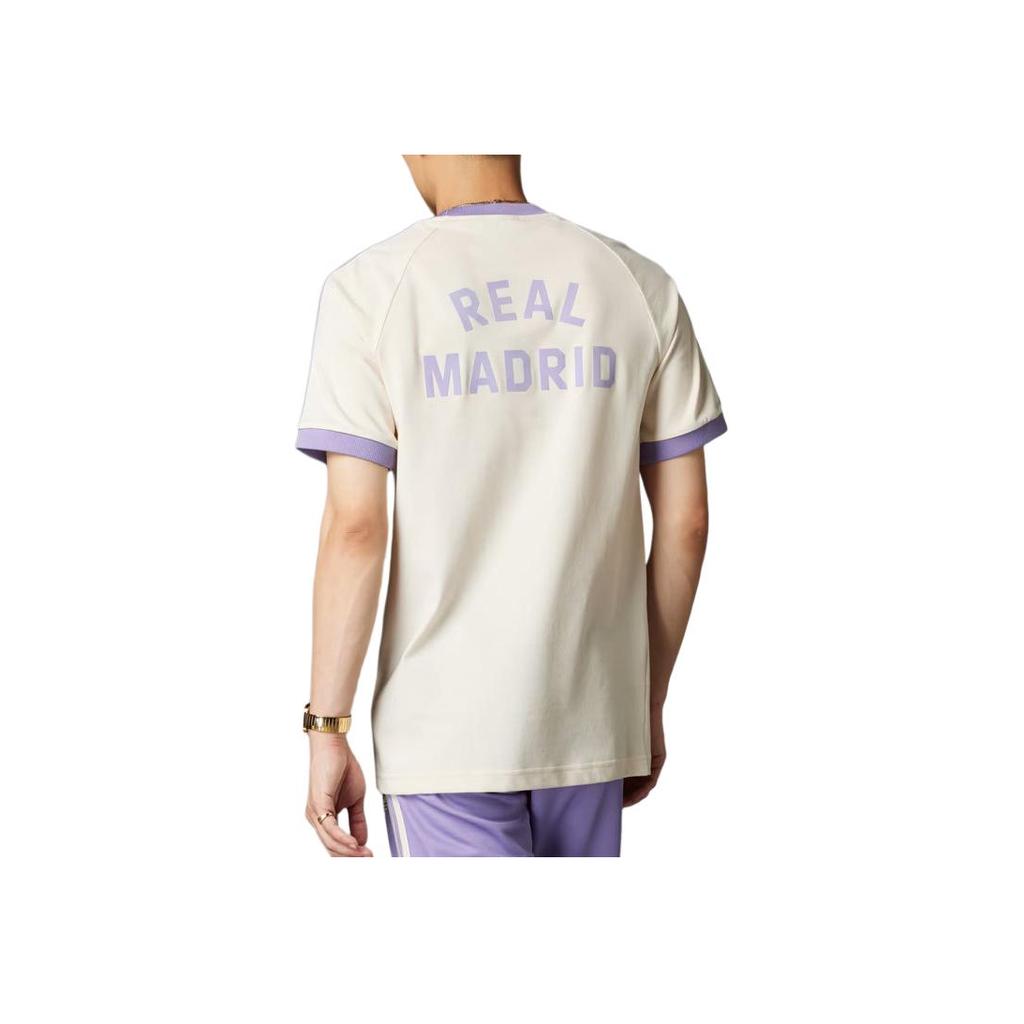 Adidas Originals Logo Striped Round Neck Slim Fit Short Sleeve Raglan American Vintage T-Shirt Men Tops Purple IY0057