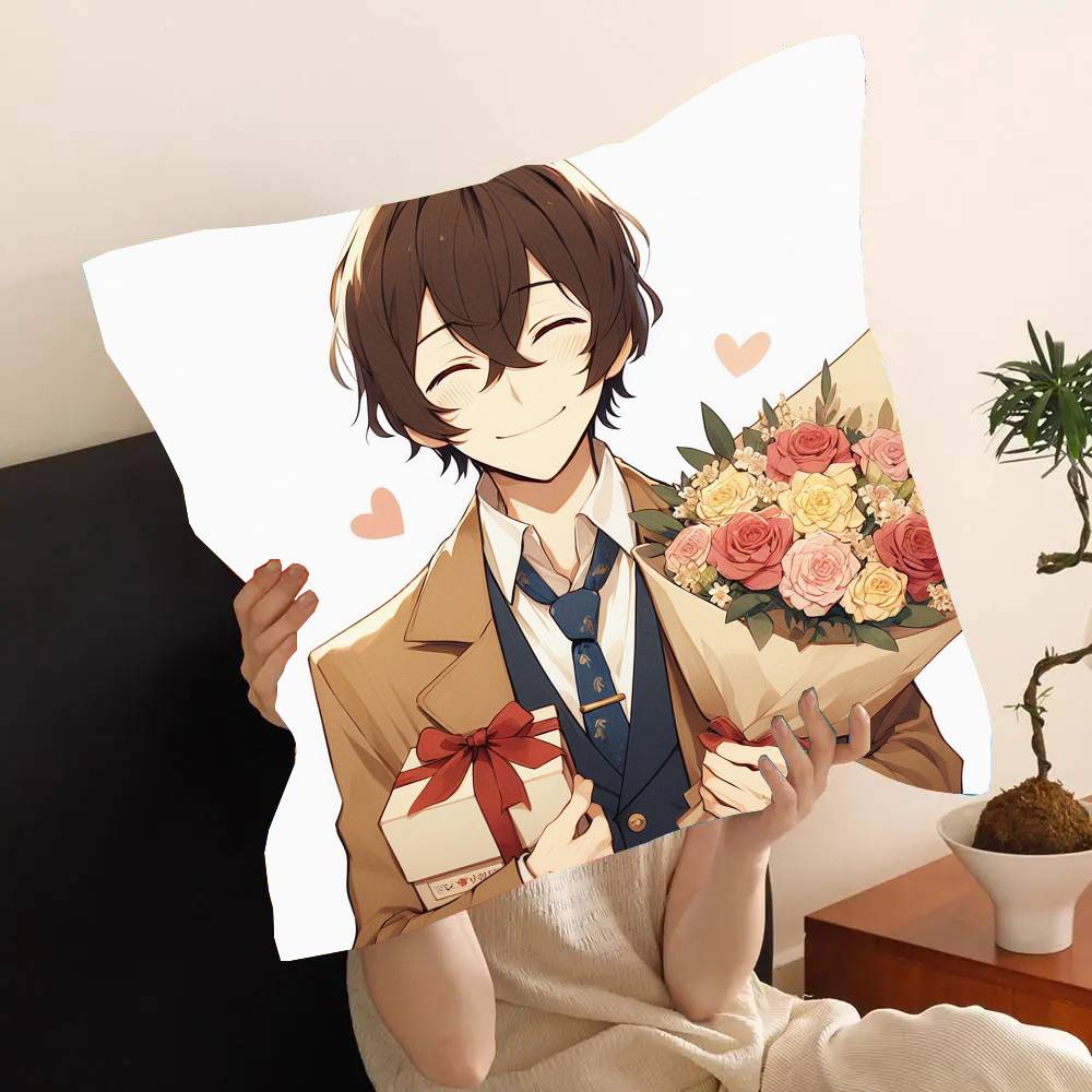 B-Bungo Stray Dogs Anime Pillow Case Fashion Square Pillowcase Bedroom Sofa Room Ins Decoration Leisure