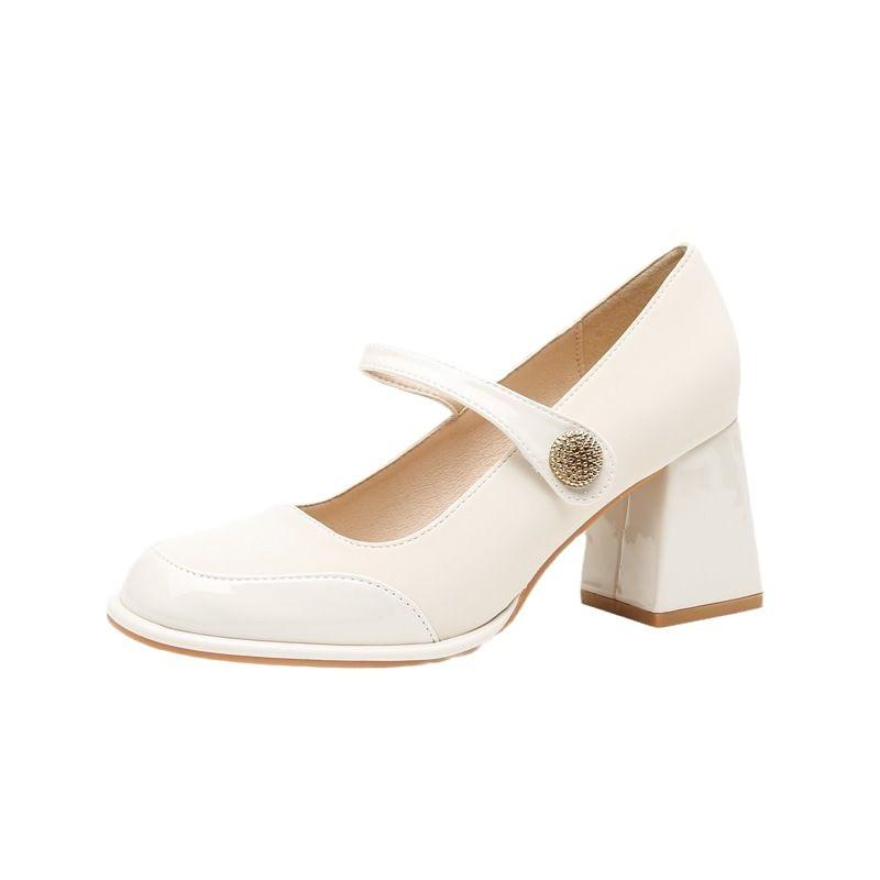 High heels women's 2025 spring and autumn new square head shallow mouth Mary Jane with skirt thick heel single shoes