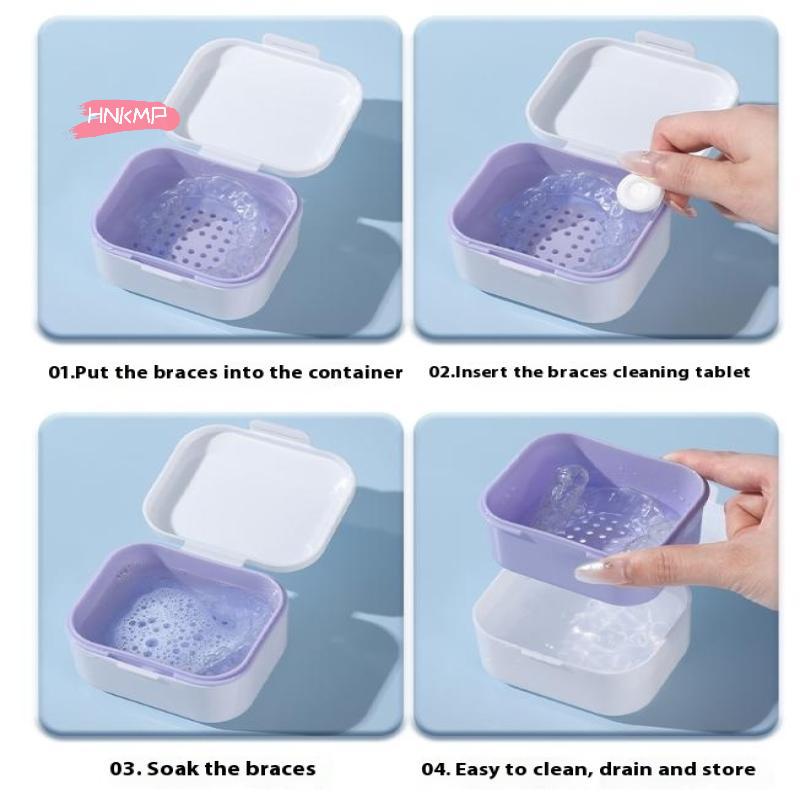 Portable Retainer Case Double Layer Braces Box Mouth Guard Teeth Aligner Denture Storage Case for Oral Cleaning False Teeth