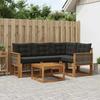 Outdoor Sofa Set with Cushions 5 pcs Natural and Black