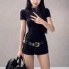 [Lamerry] Studded Belt Western Belt Buckle y2k Belt American Casual PU Leather 105cm Black Men's Women's Black