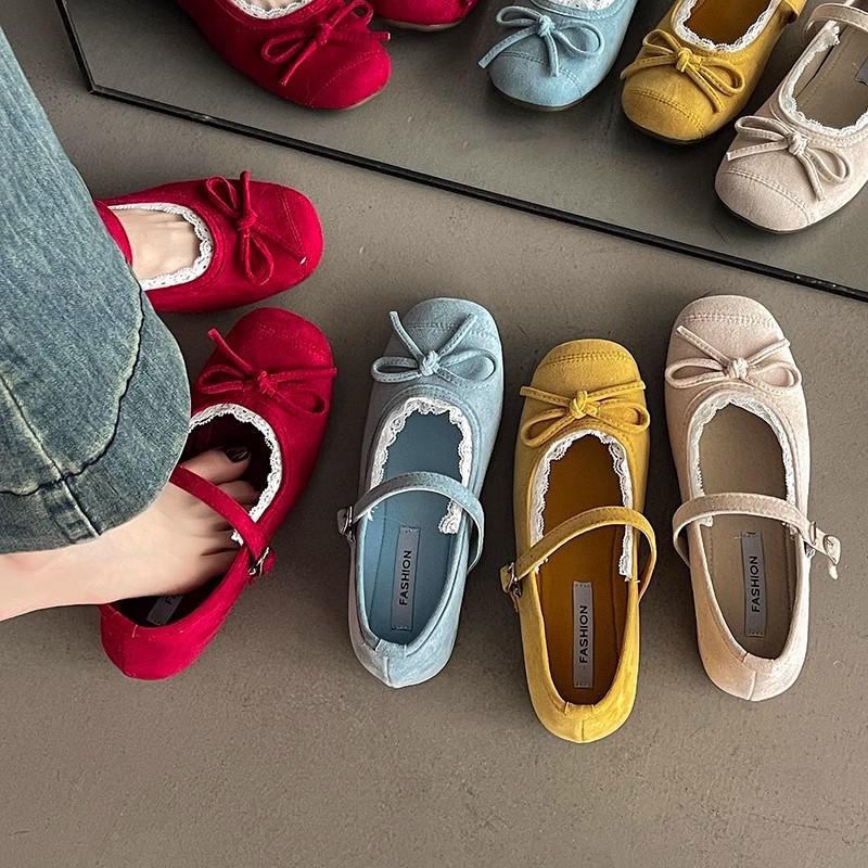 Fashion fairy wind Mary Jane shoes summer gentle inner height increase bow shallow mouth single shoes lace edge evening shoes