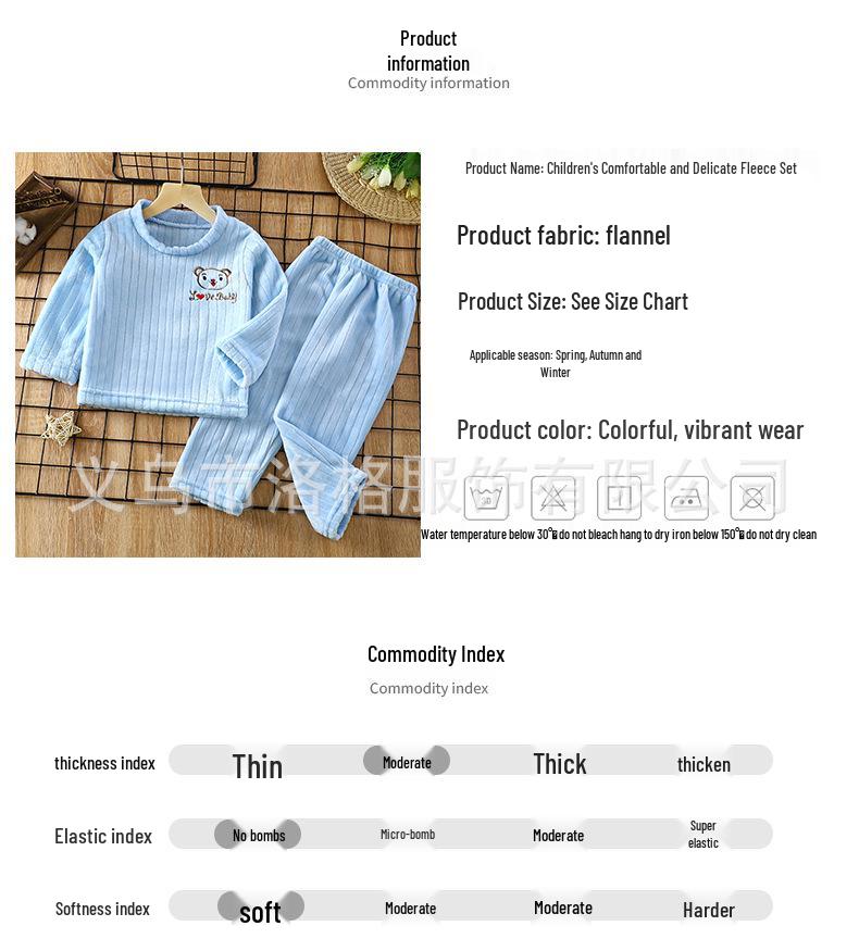 Thick Warm Flannel Pajama Set for Toddlers - Boys & Girls, Autumn/Winter Collection