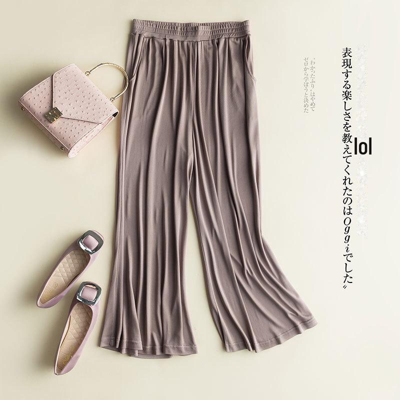 

Tangge Women s Summer Silk Wide-Leg Palazzo Pants with Elastic Waist XXL чёрный