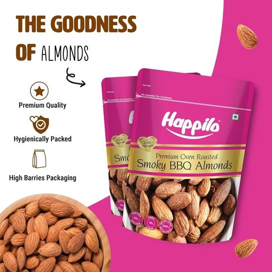 Happilo Barbeque Californian Almonds 200g, Super Healthy Crunchy Nuts, Non Fried, High Protein Dry Fruit