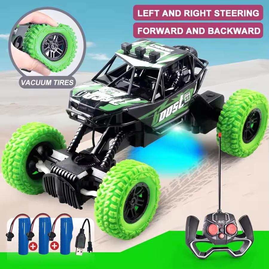 Remote Control Car Outdoor Off Road With Light Rubber Tire Climbing All Terrain Vehicle Car Model Truck Toy Gift For Kids Boy