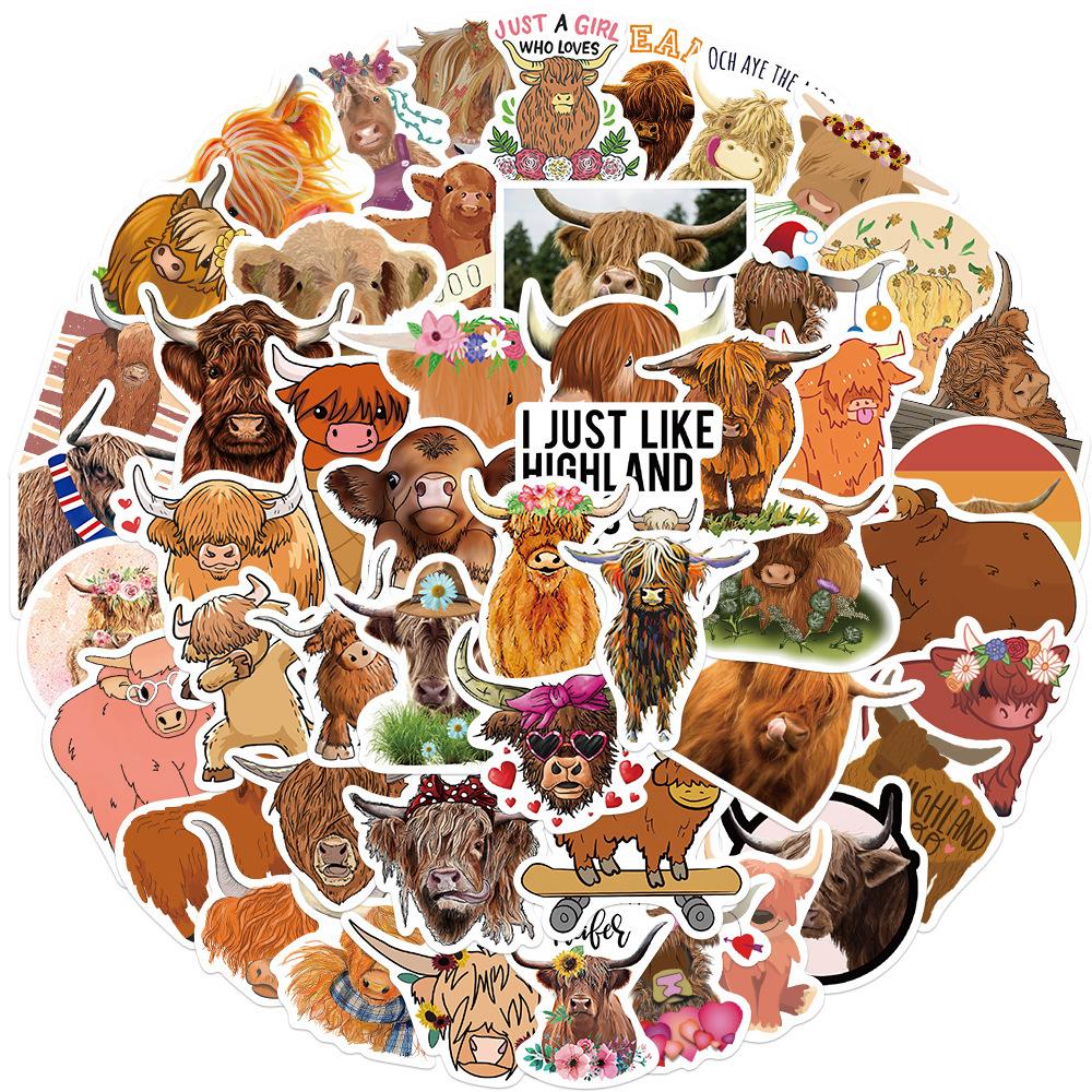 

50 Cartoon Animal Plateau Cow Doodle Stickers Decorate Suitcase Notebook Waterproof Stickers