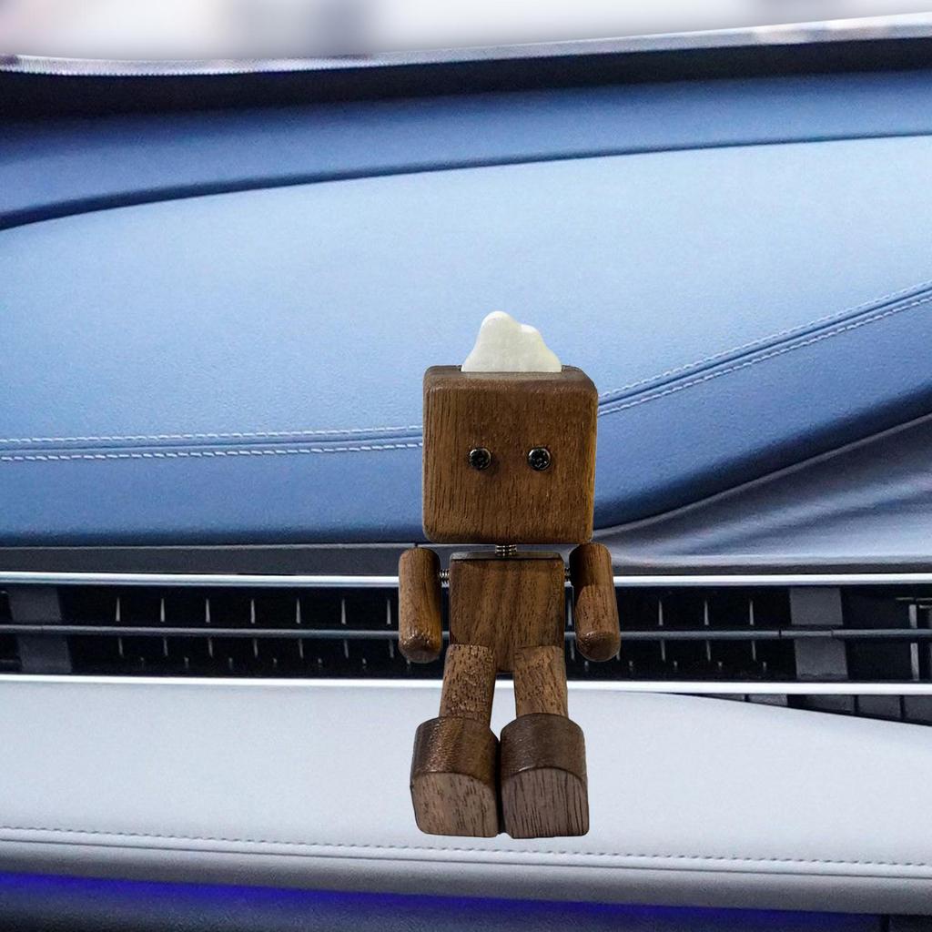 Wooden Man Figurine Car Dashboard Decoration Accessories Desktop Ornament Shaking Feet