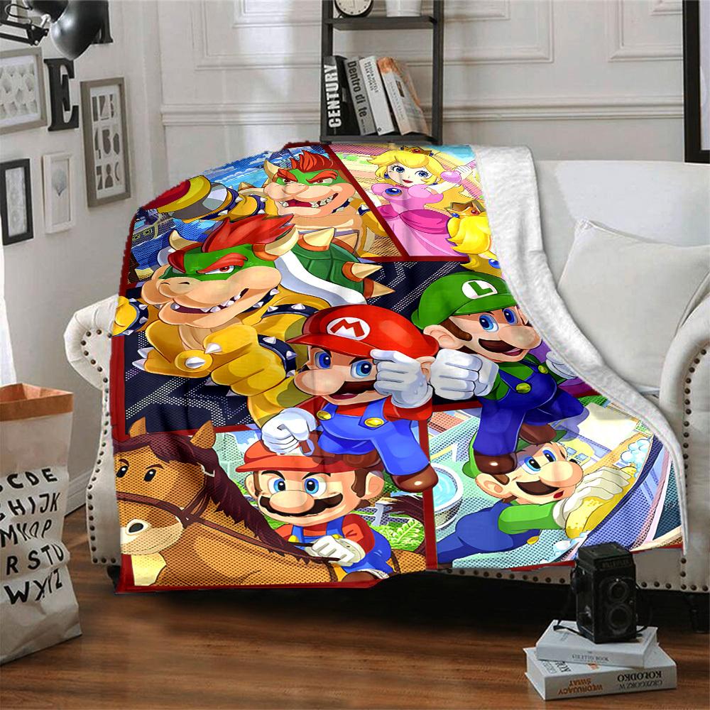 1 Stück Mario Luigi Weiche & Warme Flanelldecke, Mehrzweck-Kuscheldecke für Couch, Sofa, Büro, Bett, Camping, Reisen