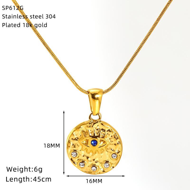 

Ожерелье-подвеска из титановой стали с бирюзой и сглазом, женское ожерелье с глазом демона