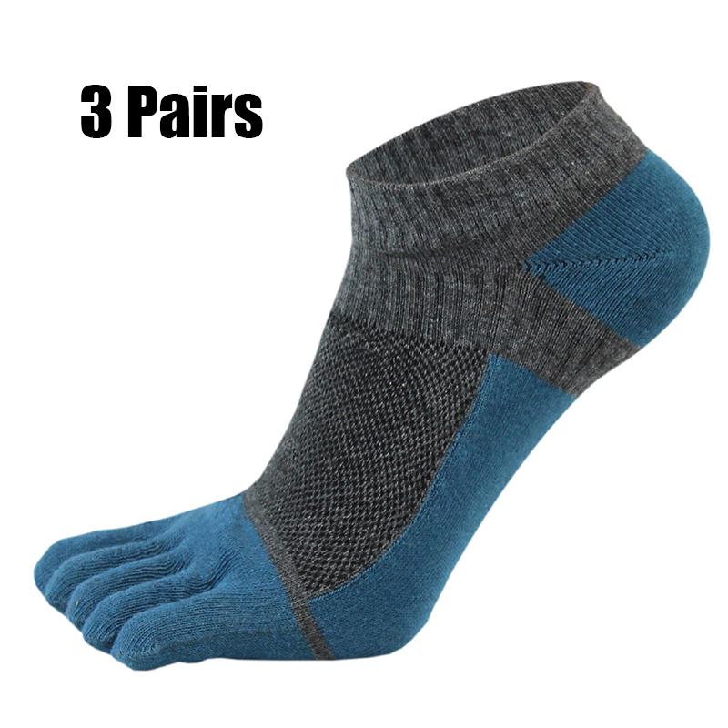 3 Pairs Five Finger Ankle Socks Cotton Men's Casual Mesh Breathable Comfortable No Show Socks With Toes