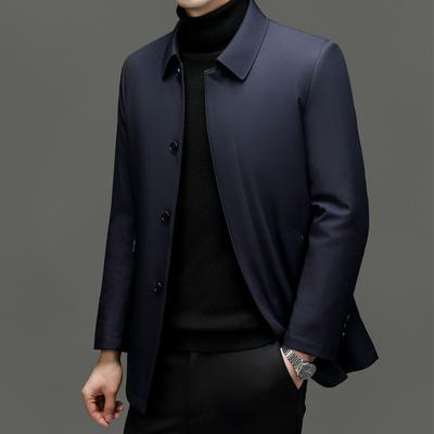 Autumn and Winter Men's Middle-aged Business Casual Jacket Lapel Removable Liner Executive Cotton-padded Jacket