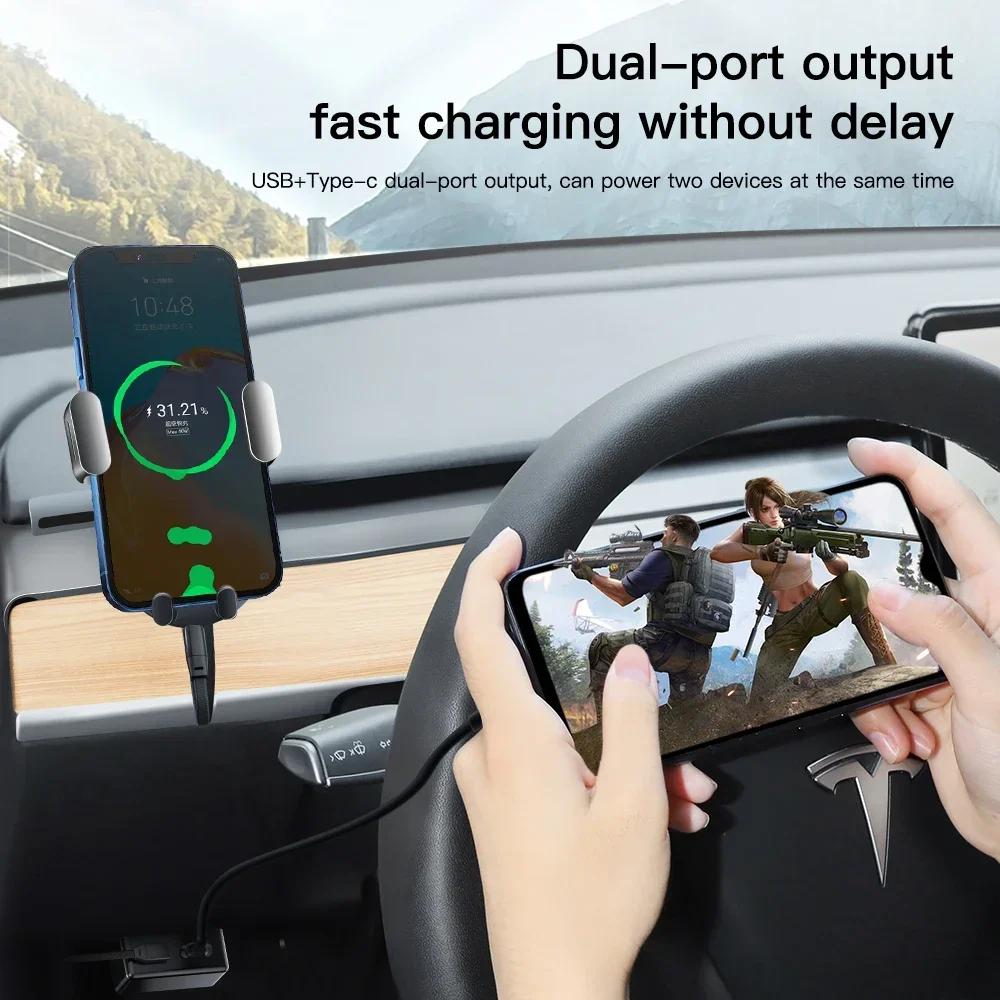 Premium Car OBD Charger Hub for Tesla Model 3/Y/X/S USB&Type-C Dual OBD2 Splitter Charger Dual Adapters Car & Phone Accessories