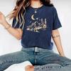European & American Summer Women's Moon & Forest Print Round Neck Short-Sleeve Casual T-Shirt