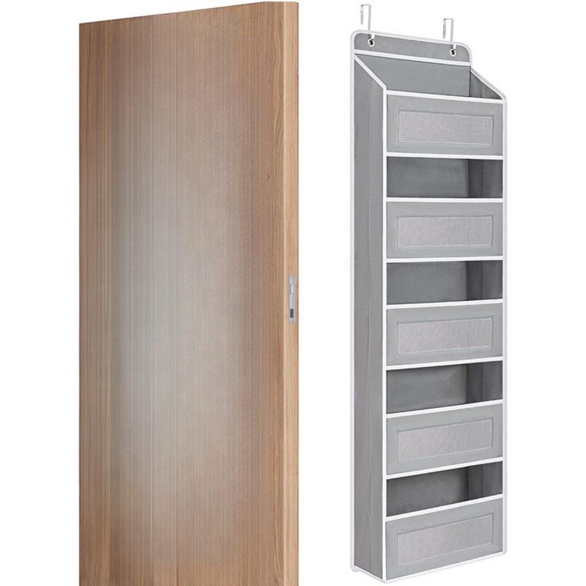 

Пятислойный нетканый органайзер для хранения на двери, подвесная сумка, большая вместимость, для дома, спальни, подвесной органайзер для хранения светло-серый