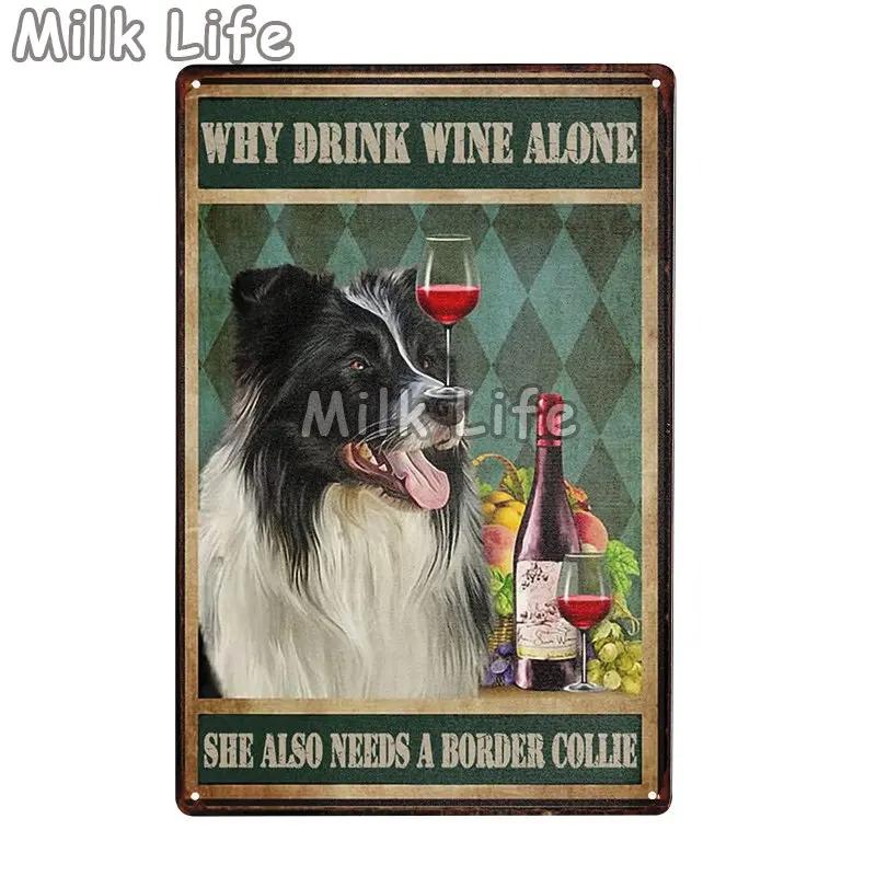 Metal Tin Sign Vintage Funny Border Collie Dog for Coffee Bathroom Toilet Pet Shop Home Sweet Home Sign Bedroom Art Wall Decor