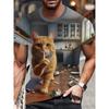 Funny Animal Cat 3D Print Men's T-Shirt Summer Harajuku Animal Graphic T Shirts Outdoor Casual Plus Size Tees Top Women Clothing