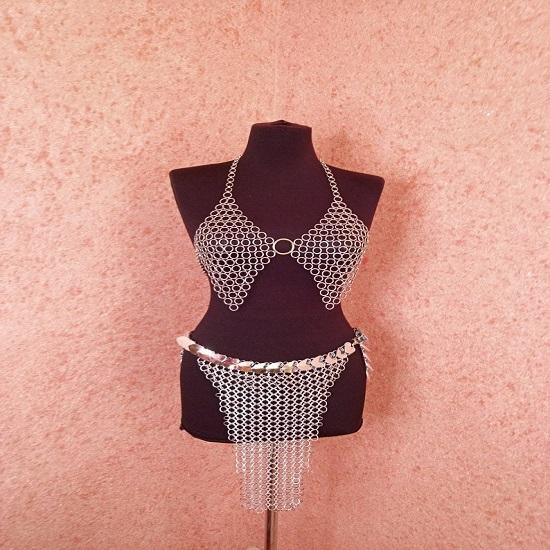 

Средневековый комплект из кольчуги Ligrie Chainmail из 3 предметов с металлическим лбом, комплект бикини, подарок на день рождения