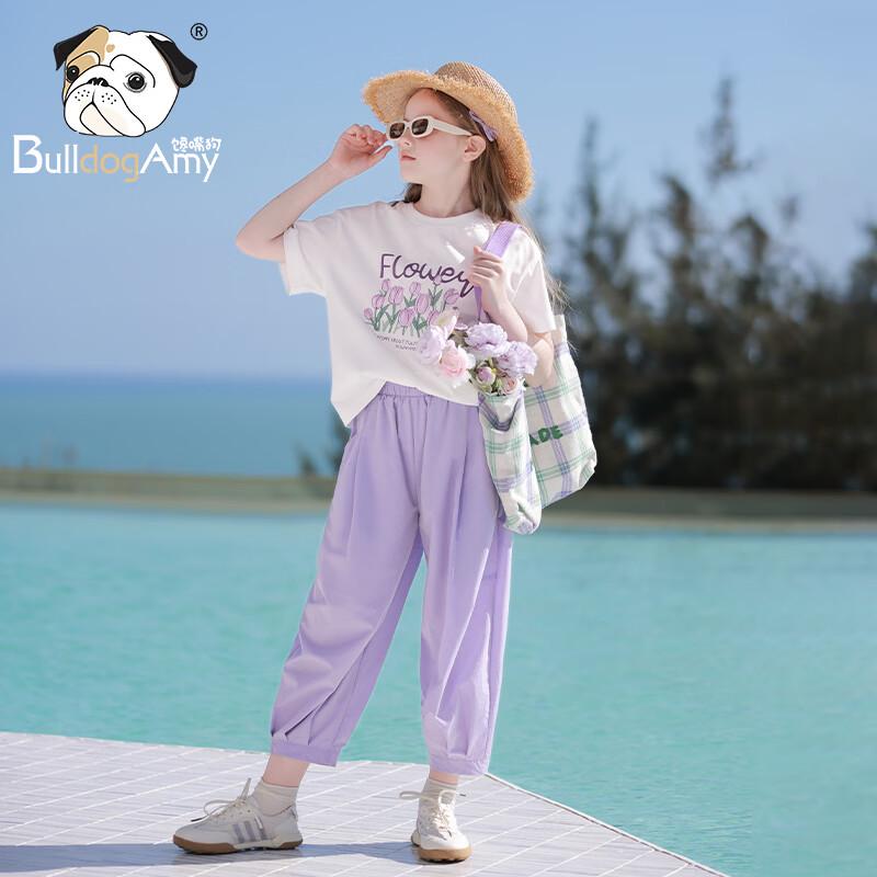 CHANZUIGOU Girls' Printed Short-Sleeve T-Shirt & Pants Sport Set