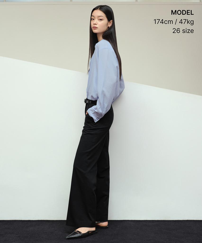 MUSINSA STANDARD WOMAN [Cooltandard] Women'S Wide Hidden Banding Slacks [Black]
