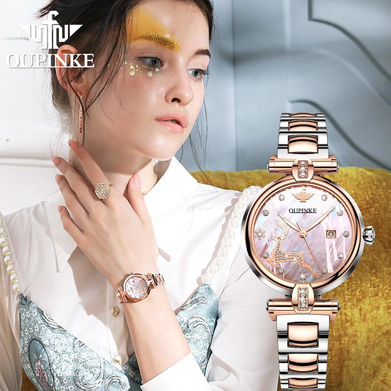 OUPINKE Montres Marque de Mode Montre Mécanique Automatique Étanche Montre pour Femme