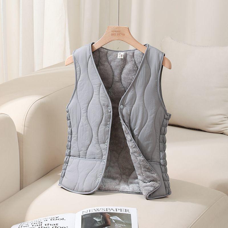 Down cotton vest women's velvet thickened new slim-fit short thermal liner collar bottomed light vest