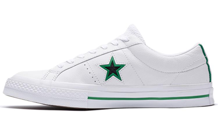 Converse One Star Ox Кожаные Белые/Зеленые Оригинальный Стиль 161566C 35