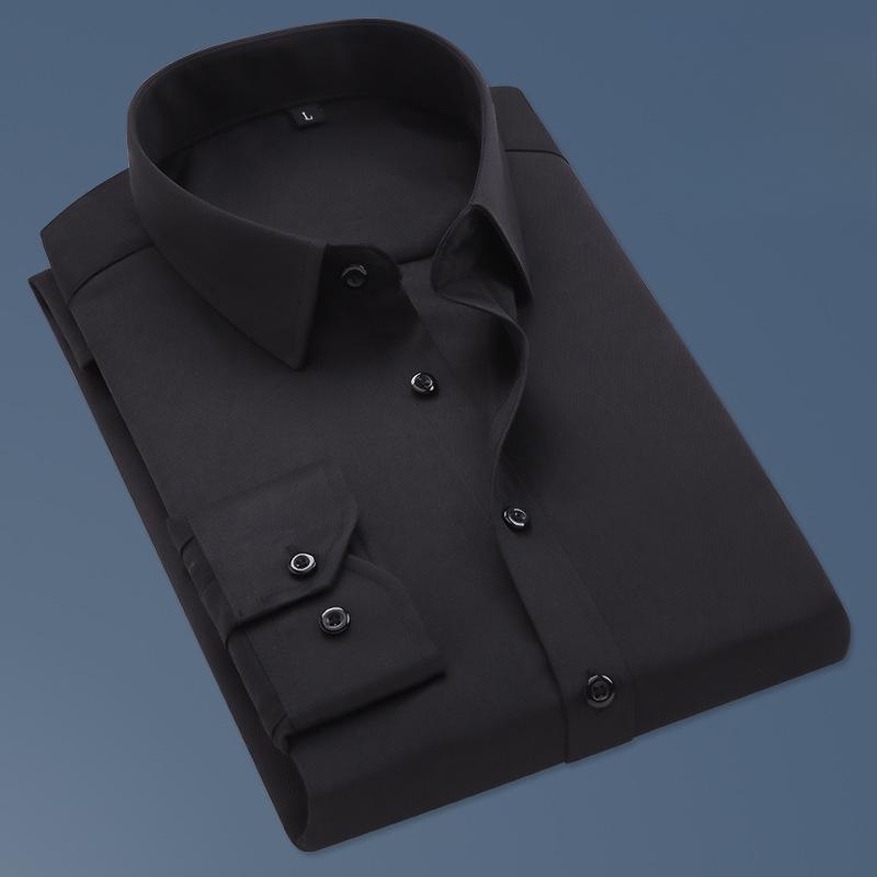 Spring Main Promotion Men's Long-sleeved Shirt Business Casual Solid Color Bottoming Close-fitting Clothing