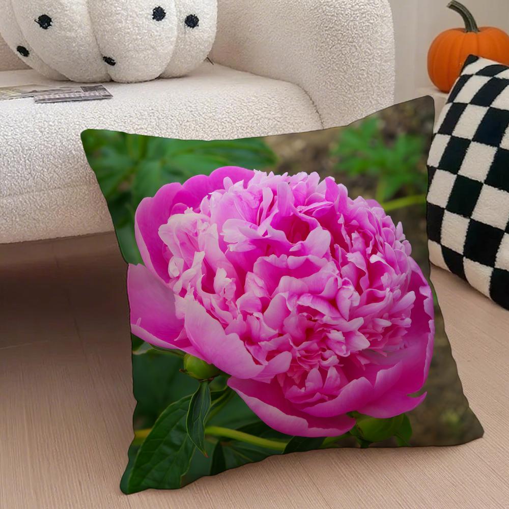 cheerful Natural Flowers in Photography Cushion Cover Throw Pillow Cover Hidden Button Durable Polyester Chair Cushion