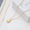 Light Luxury Collarbone Chain Versatile Gold Brick Square Brand With Diamond Star Pendant Necklace Commuter Girls Jewelry