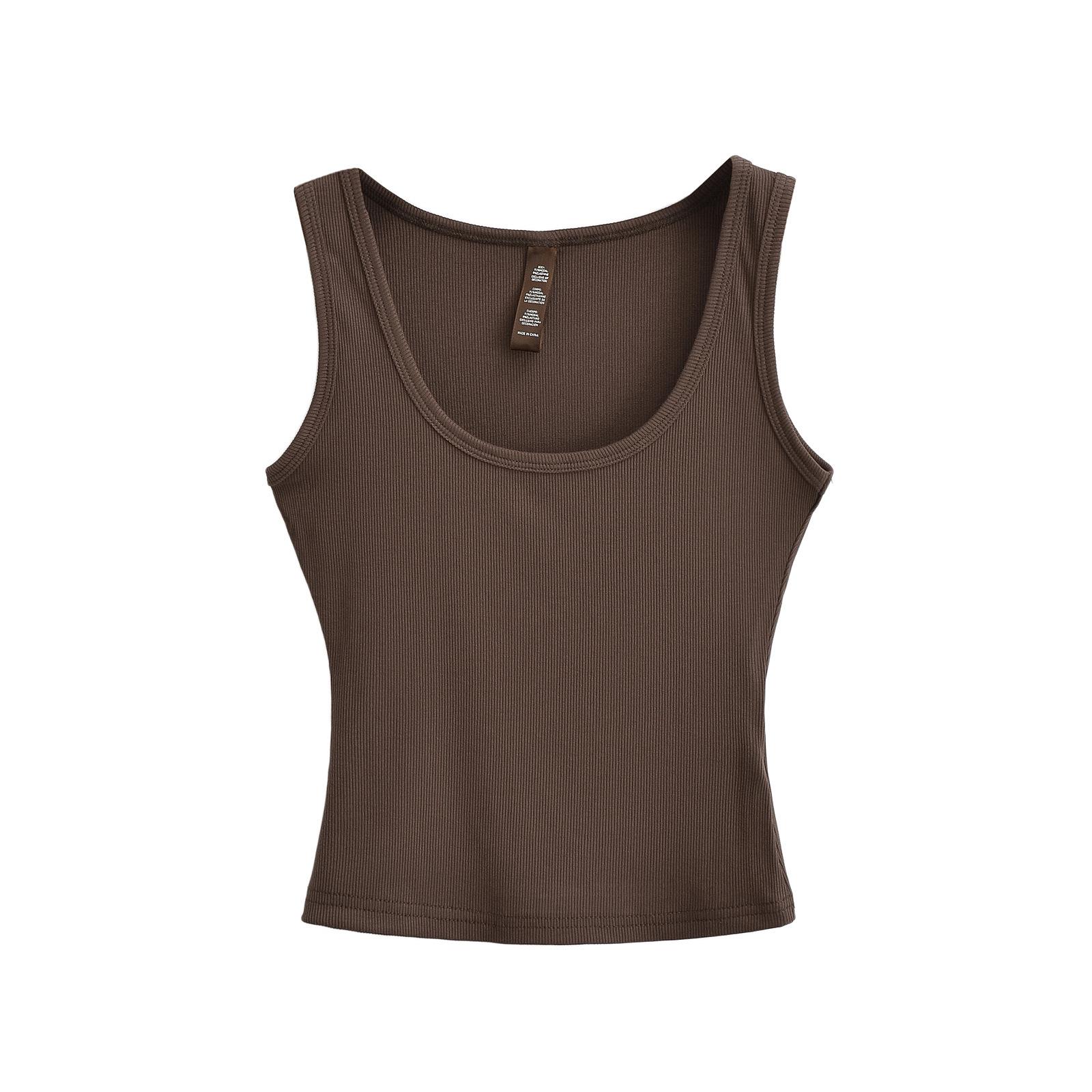 2026 Spring/Summer U-Neck Slim Fit Sleeveless Tank Top: Women s Solid Color Bodycon Camisole S