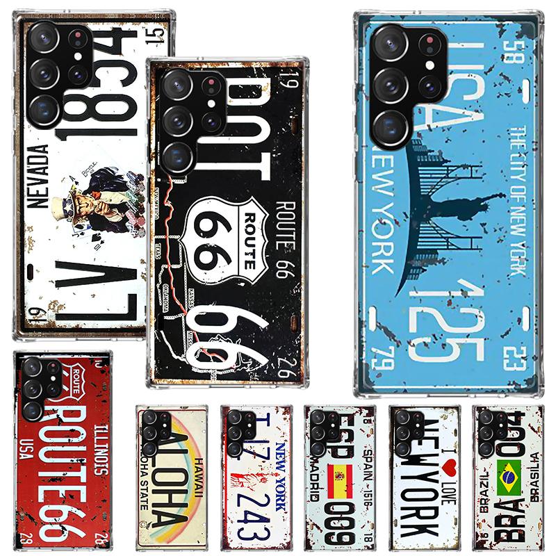 License New York Plate Number Phone Case For Samsung Galaxy S25 S24 S23 Ultra S22 Plus S21 S20 FE S10 + S25Ultra S24U Soft Cover