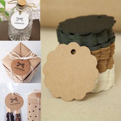 100 Pieces Kraft Paper Labels Different Forms of Paper Labels with Rope Tags Kraft Paper DIY Decoration