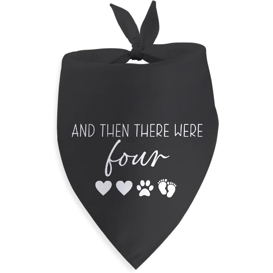 Pregnancy Announcement Dog Bandana and Then There were 4 Expecting Dog Baby Gifts for Large Medium Small Cats Dogs Four Baby Announcement Photo Props And Then There were 4