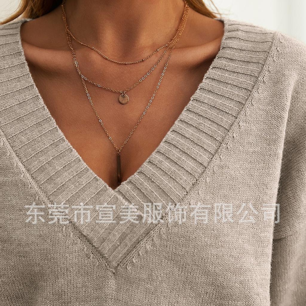Wind Knitted Pullover For Women, Loose V-Neck Casual Versatile Knitted Sweater For Women