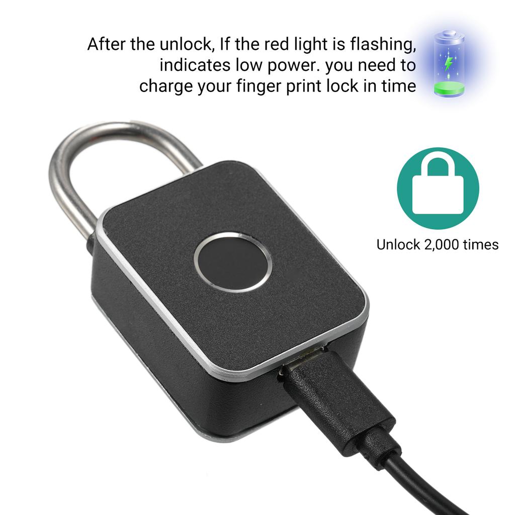 Fingerprint Padlock with APP Unlock Locker Lock Smart Padlock with Keyless Biometric Waterproof USB Charging for Gym