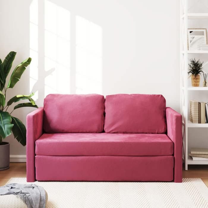 VidaXL Canapé-lit 2 en 1 rouge bordeaux 122x204x55 cm velours 353960