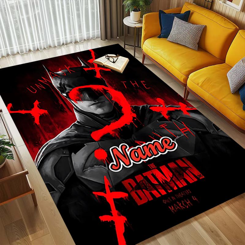 Custom Name Dark Knight Living Room Non-Slip Area Rug Soft Carpet for Bedroom Kids Playroom Sofa Office Home Decor Doormat