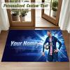 Crystal Velvet Square Rug Custom NameKylian Mbappe Pattern Non Slip Home Floor Decor Rug