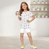 Girls Summer Outfit Short Sleeve Peplum Top with Ruffle Hem and Matching Shorts Set Lightweight Soft Fabric Casual Wear