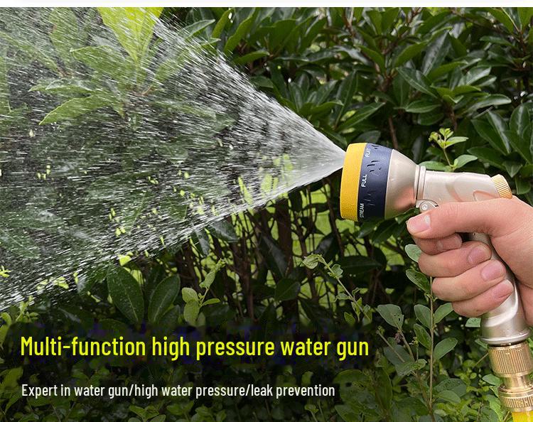 Multi-Purpose High-Pressure Water Gun: 8-Function Pure Copper Nozzle for Car Wash & Garden Watering.