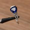 Women's Blue Sapphire Gemstone Ring Triangle Cut Solid 925 Sterling Silver Birthstone Promise Ring For Engagement