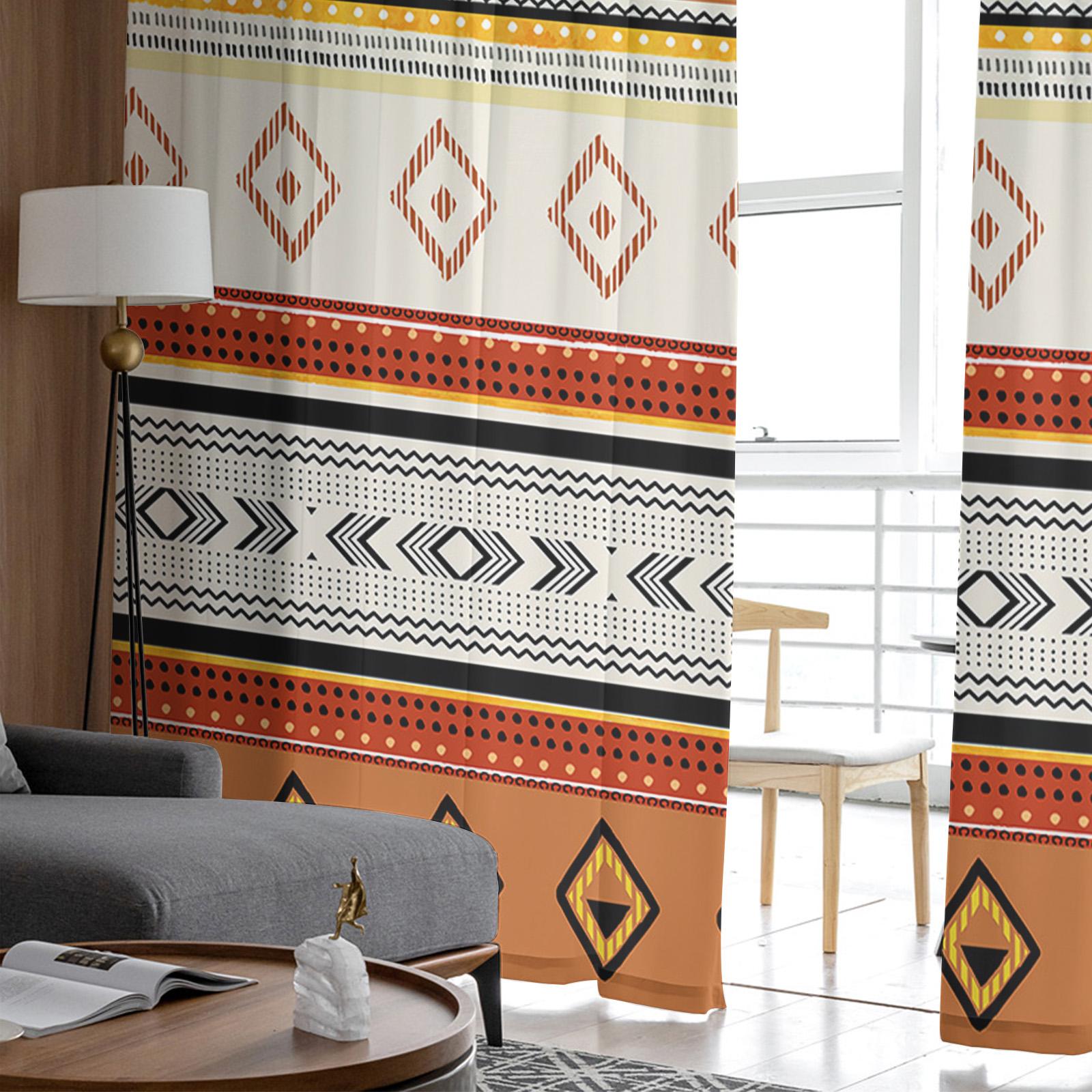 Богемный геометрический узор в полоску вуаль прозрачные шторы гостиная тюль занавеска — фото 4