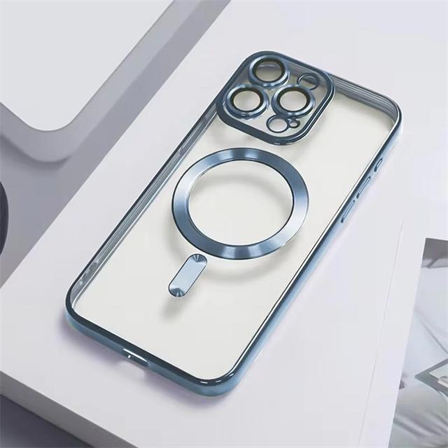 Plating Clear Magnetic Case For iPhone 17 16 15 12 13 14 Pro Max Plus For Magsafe Wireless Charger Shockproof Phone Cover
