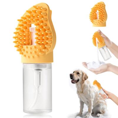 Dog Bath Brush with Soap Dispenser Non-Slip Handle Ultra-Soft Silicone Bristles