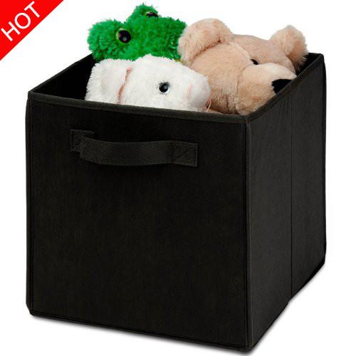 Foldable Solid Color Non Woven Fabric Uncovered Clothing Book Toy Storage Box