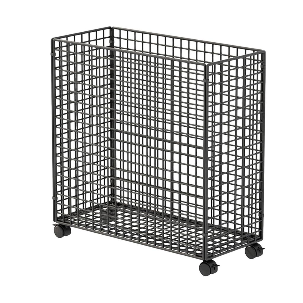 Mat Storage Cart Foldable Stand Space Saving with Wheels Organizer Basket for Home Bathroom
