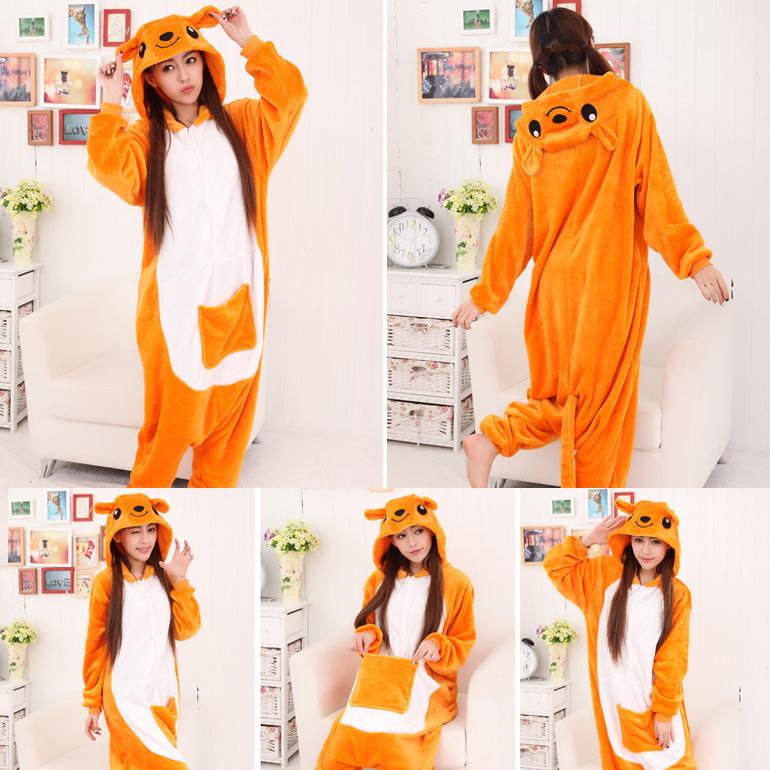 Kigurumi klokan Cosplay Fanny šaty Dámská pyžamová souprava s dlouhým rukávem Noční košile Pohodlné volné spaní oblečení na spaní Dámské pyžamové kostýmy